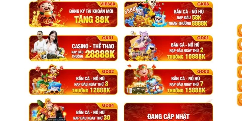 Top các khuyến mãi đặc biệt trên website GK88